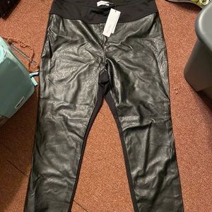 Womens Calvin Klein faux leather front pull on pants